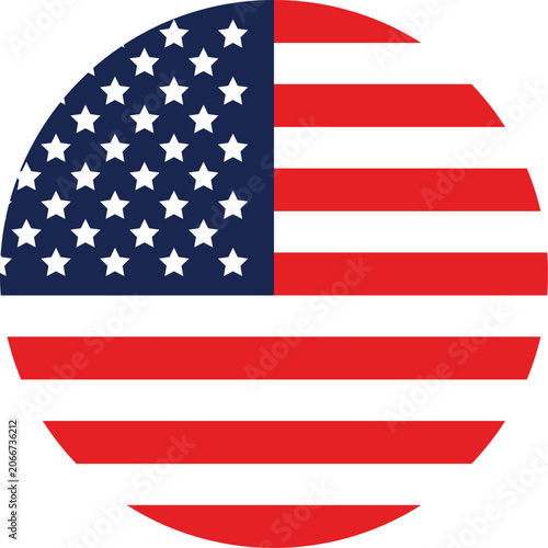 United States of America flag.  round flags icon with stars and stripes. Independence day and patriotic design. usa national symbol of freedom
