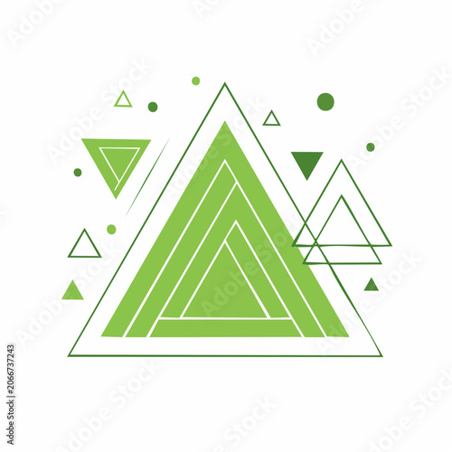 Abstract Geometric Green Triangles and Circles Pattern