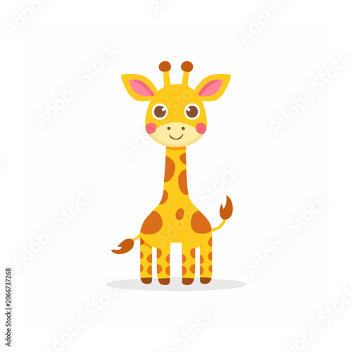 Cartoon giraffe with sun and cloud