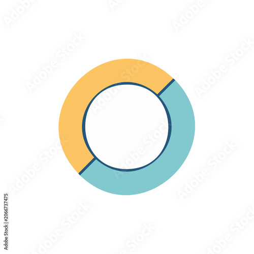 Flat design loading icon with blue and orange circle