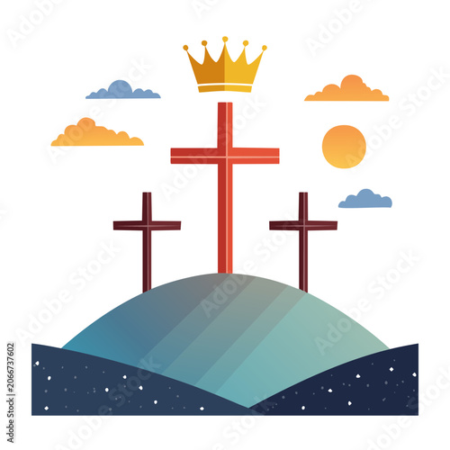 Red cross with sun and clouds vector