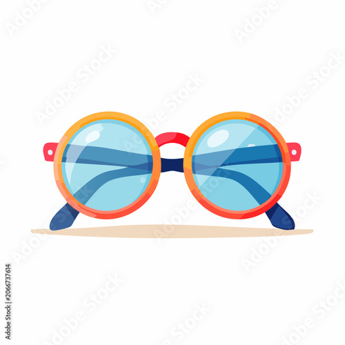 Round Eyeglasses with Blue Lenses and Colorful Frame