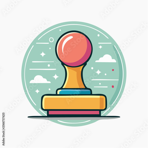 Stylized Stamp Icon with Clouds and Stars