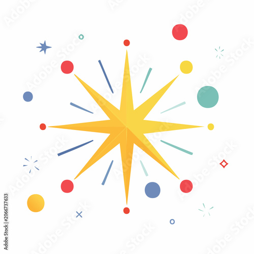 Sparkler Starburst with Colorful Dots and Lines