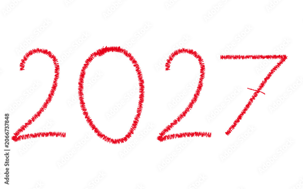 Fototapeta premium Year 2027 hand drawn by brush marker