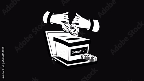 Online Donation Black and White Alpha Channel Animation