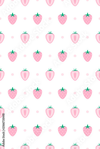 seamless pattern with pink strawberry 