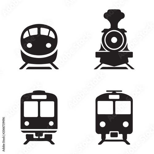 Tram train icon silhouette city transit transportation illustration design