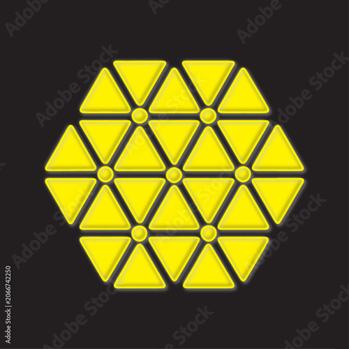 Abstract Yellow Embossed Triangle Hexagon Network Design