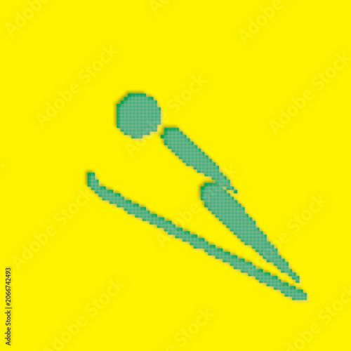 Minimalist Green Embossed Pixel Ski Jumper