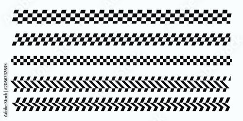 Tableau sur toile Black and white checkered patterns on a white background