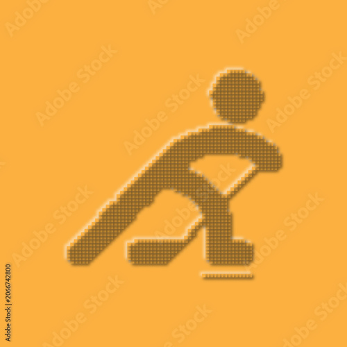 Minimalist Orange Embossed Pixel Hockey Logo Design