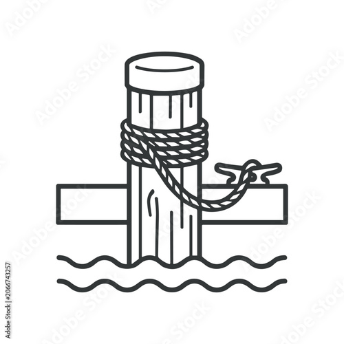 Canvas Print Mooring Post with Rope and Anchor.