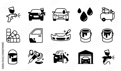 Fotografía Car Paint and Spray Gun Service Icon Set Vector
‎