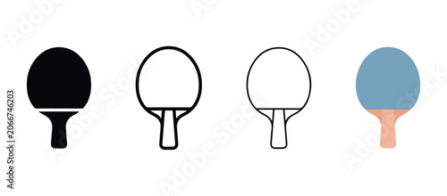 Schilderij op canvas Ping pong rackets on white background  four different colors  sport game rackets