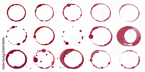 Photography Collection Of Circular Wine Stains On White Background