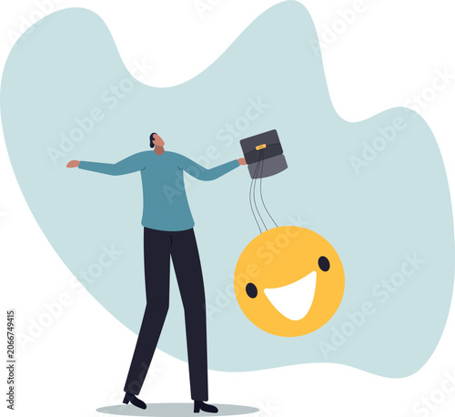 Obraz na płótnie A good mood for a business person is a concept of mental health and the ability to manage one's emotions
