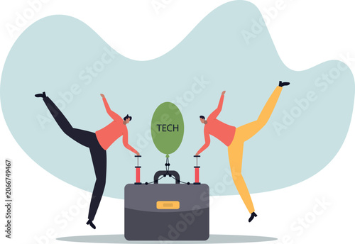 Quadro em tela Technology or Tech stock bubble, overvalued stock causing by economic crisis and greedy investors