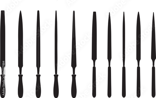 Photos Metal Needle File Set Vector Silhouette Icons for Jewelry Making and Crafting Is