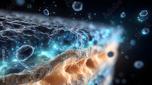 Advanced Skin Barrier Hydration Technology Concept with Deep Moisture Penetration and Cellular Regeneration 3D Medical Illustration