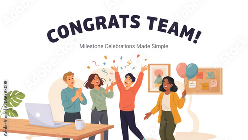 Happy group of diverse people celebrating in a modern office setting
