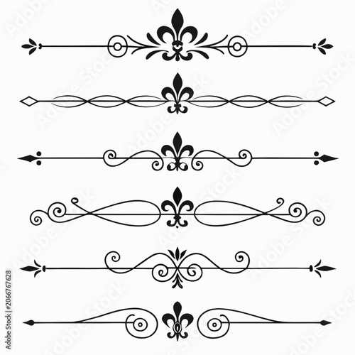Cuadro en lienzo Curvy scrollwork borders for invitations designs.