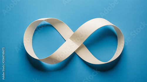 White infinity symbol on blue background