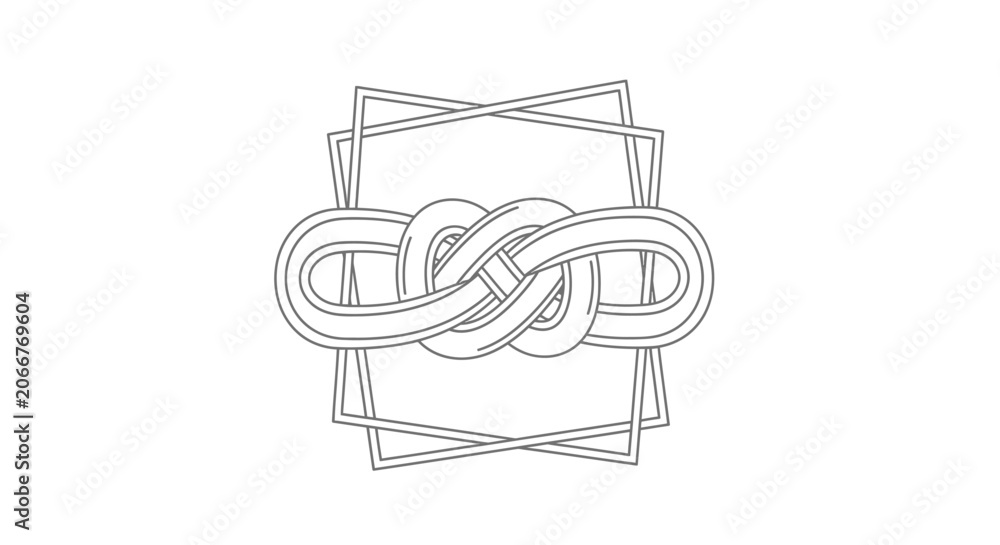 Fototapeta premium Abstract Infinity Knot Geometric Design, Endless Loop Symbol, Minimalist Line Art