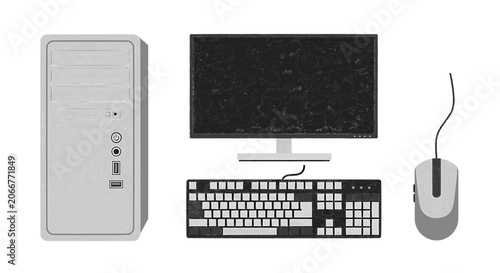 Photos Desktop Computer Workstation Vector Set