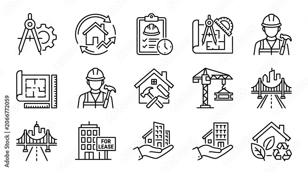 Fototapeta premium Construction icons and symbols set.