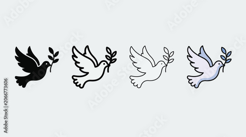 Peace dove flying with olive branch illustration
