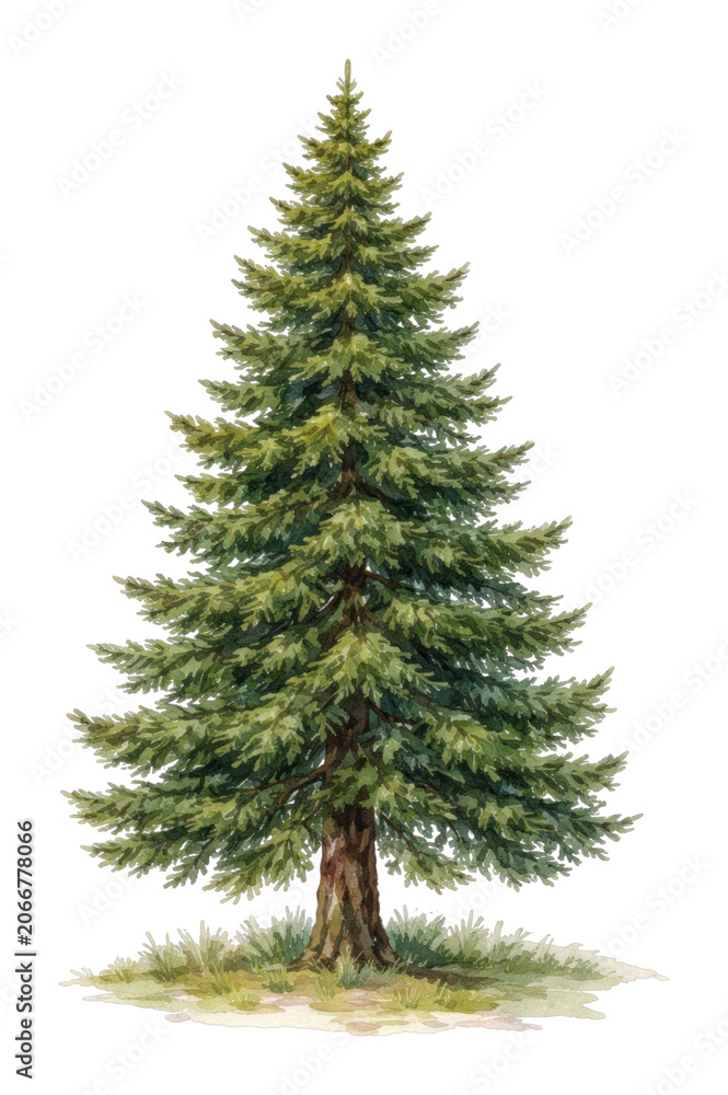 Fototapeta premium PNG Lush evergreen tree illustration.
