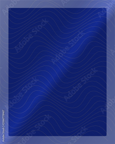 Deep blue gradient background with wavy golden contour lines creating rhythmic flow effect.