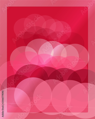 Red background design with overlapping translucent circles creating modern abstract pattern.
