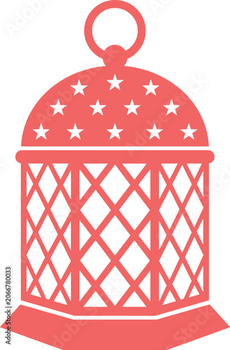 Beautiful traditional pink Ramadan lantern vector illustration featuring a decorative vintage oriental fanous lamp isolated on white background