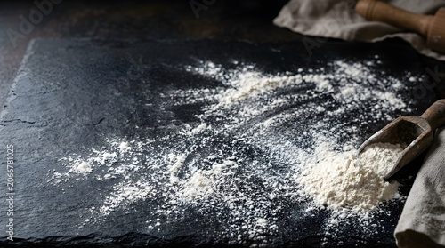  White Flour on Black Rustic Menu Background