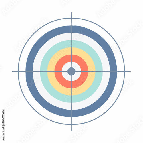 Flat target icon with colorful rings and crosshairs