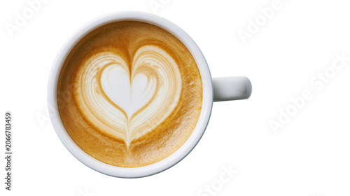 Obraz na plátně White cup of coffee with latte art heart shape