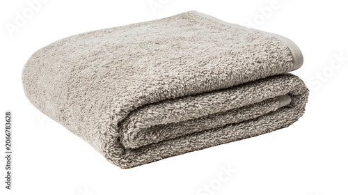 Foto Folded terry cloth towel neutral beige color, soft texture