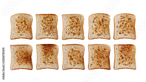 Ten slices of whole grain toast with seeds