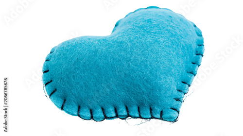 Turquoise felt heart with black stitching