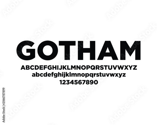 Gotham Font Typeface Alphabet Letters and Numbers in Bold Style