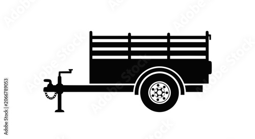 Vector illustration of utility trailer icon cargo trailer silhouette on a transparent background