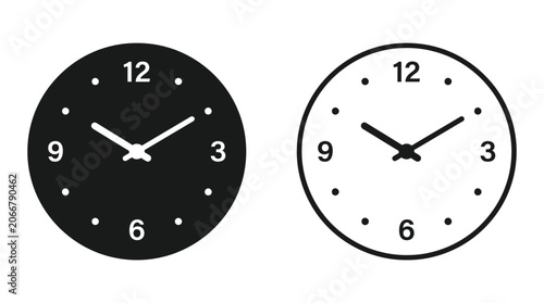 Fotografija Analog Clock Faces Black And White Vector Illustration