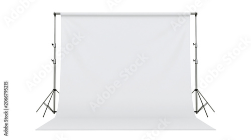 Fotografie Studio backdrop stand with white seamless paper roll