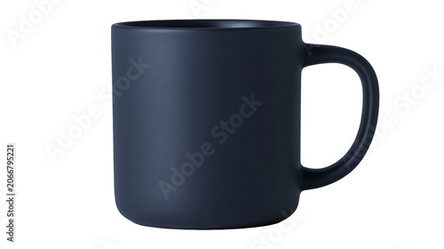 Foto Dark blue matte ceramic mug with handle