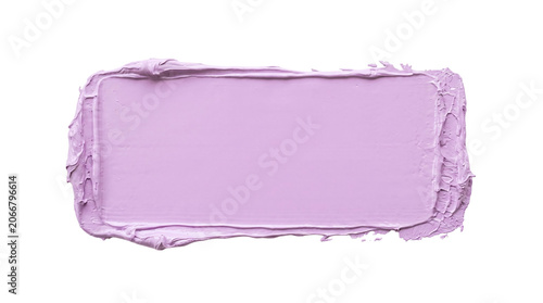 Textured light lilac oil paint brush stroke text box with palette knife borders for feminine logo presentation on a transparent background