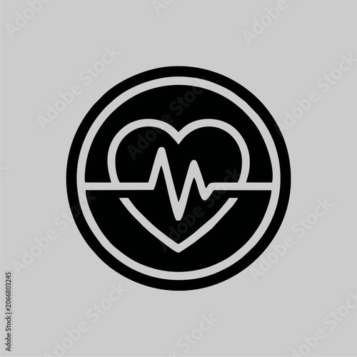 Heartbeat icon, medical pulse symbol, vector illustration