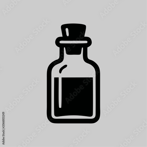 Icon of a glass bottle with a cork stopper containing liquid