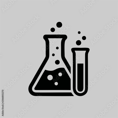 Laboratory glassware icon with erlenmeyer flask and test tube